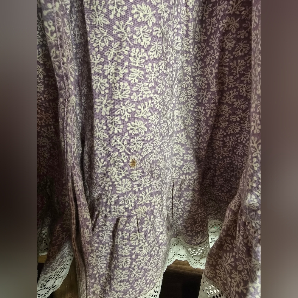 Vintage Handmade Girls Tie Waist Lace And Cotton Prairie  Dress - Picture 5 of 7
